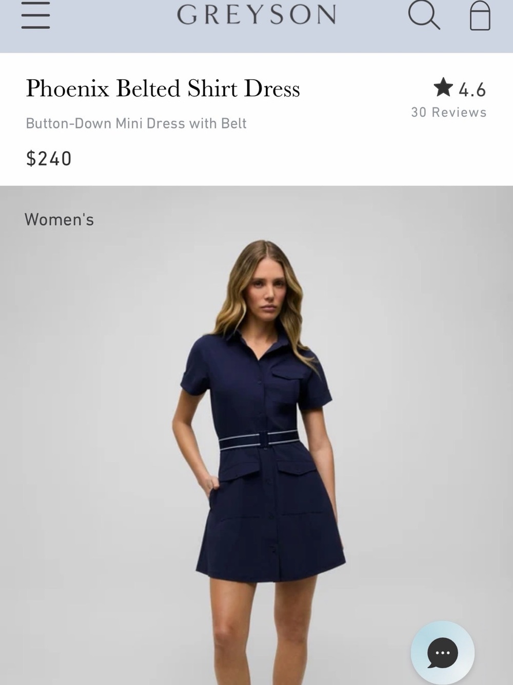 Greyson Phoenix Belted Shirt Dress - Navy with White Trim